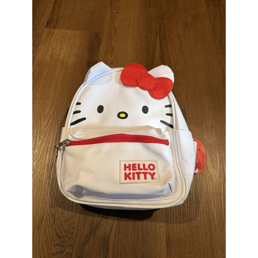 Hello Kitty Mini Backpack 10” White Faux Leather New In Bag